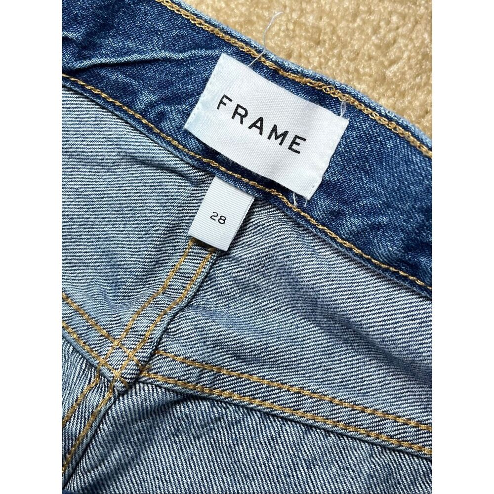 FRAME Le Original Jeans Size 28 High Rise Straight Utility Carpenter Blue Denim - Picture 8 of 9